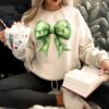 Grinchmas Coquette Bow Sweatshirt Womens Christmas Sweatshirt Grinchmas Sweatshirt Funny Holiday Hoodie Winter Sweatshirt Xmas Sweater 3