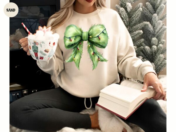 Grinchmas Coquette Bow Sweatshirt Womens Christmas Sweatshirt Grinchmas Sweatshirt Funny Holiday Hoodie Winter Sweatshirt Xmas Sweater 3