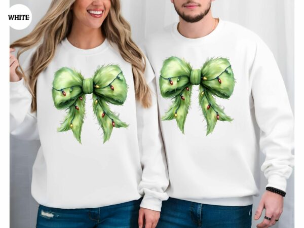 Grinchmas Coquette Bow Sweatshirt Womens Christmas Sweatshirt Grinchmas Sweatshirt Funny Holiday Hoodie Winter Sweatshirt Xmas Sweater 4