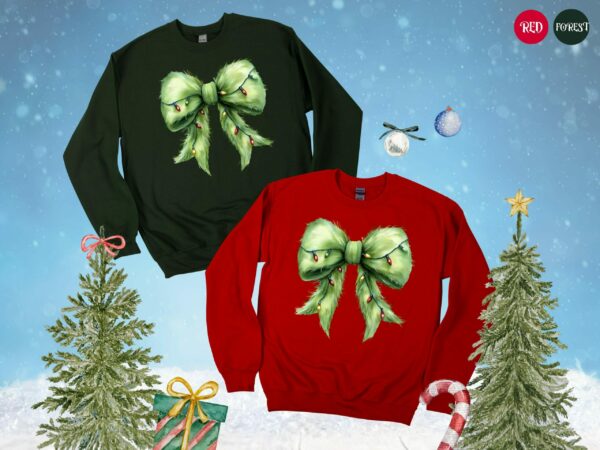 Grinchmas Coquette Bow Sweatshirt Womens Christmas Sweatshirt Grinchmas Sweatshirt Funny Holiday Hoodie Winter Sweatshirt Xmas Sweater 7