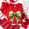 Grinchmas Coquette Bow Sweatshirt Womens Christmas Sweatshirt Grinchmas Sweatshirt Funny Holiday Hoodie Winter Sweatshirt Xmas Sweater 8