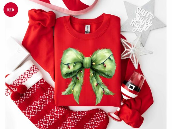 Grinchmas Coquette Bow Sweatshirt Womens Christmas Sweatshirt Grinchmas Sweatshirt Funny Holiday Hoodie Winter Sweatshirt Xmas Sweater 8