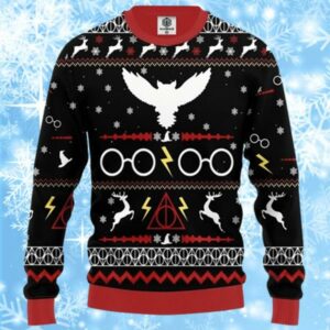 Harry Potter Owl Deathly Hallows Sign Ugly Christmas Sweater 1 1