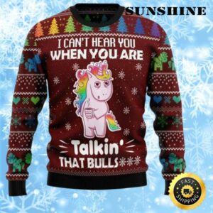 Hippie I CanT Hear You Ugly Unicorn Christmas Sweater 1 1