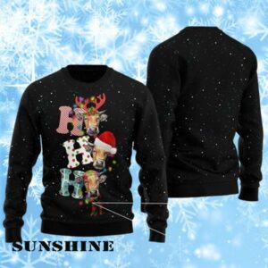 Ho Ho Ho Cow Christmas Sweater Ugly Black 1 1