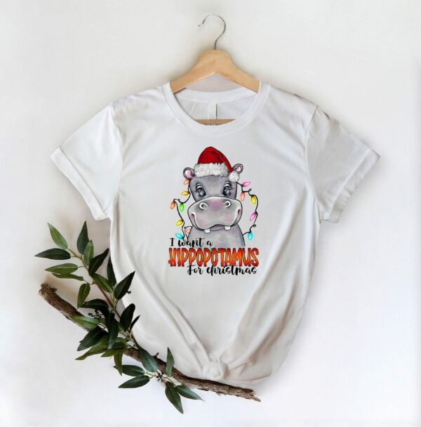 I Want A Hippopotamus For Christmas Shirt Hippo Christmas Lights Shirt Xmas Party Shirt Family Christmas Shirt Gift For Christmas 3