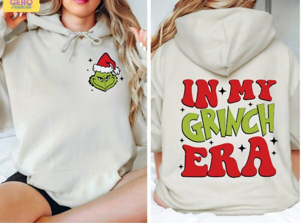 In My Grinch Era Christmas Hoodie and Sweatshirt Grinch Era two sided Sweatshirt Merry Grinchmas Sweater Retro Merry Christmas Hoodie 1 1