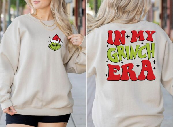 In My Grinch Era Christmas Hoodie and Sweatshirt Grinch Era two sided Sweatshirt Merry Grinchmas Sweater Retro Merry Christmas Hoodie 4 1