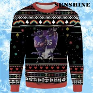 JK Dobbins And Gus Edwads Ugly Christmas Sweater Ravens 1 1