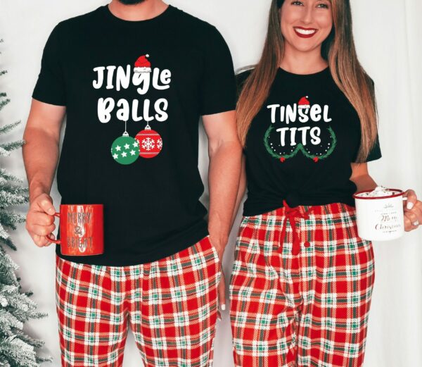 Jingle Bells Shirt Tinsel Tits Shirt Christmas Couple Shirts Christmas Matching Shirts Christmas Couple Shirts Christmas Couple Pajamas 1