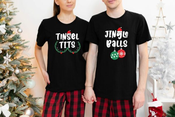 Jingle Bells Shirt Tinsel Tits Shirt Christmas Couple Shirts Christmas Matching Shirts Christmas Couple Shirts Christmas Couple Pajamas 2