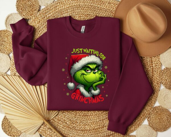 Just Waiting for Grinch Sweatshirt Grinch Shirt Christmas Grinch Sweatshirt Christmas Sweatshirt Christmas Shirt Merry Christmas Shirt 3