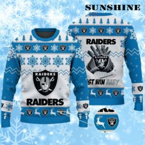 Just Win Baby Las Vegas Raiders Ugly Christmas Sweater 1 1