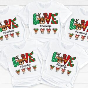 Love Nanalife T shirt Custom Name Personalized Family Love Grandma Shirt Family Shirts Nanalife Shirt Nanalife Gift Reindeer Shirt 1