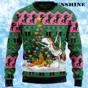 Mens Unicorn Ugly Christmas Sweater Christmas Tree 1 1