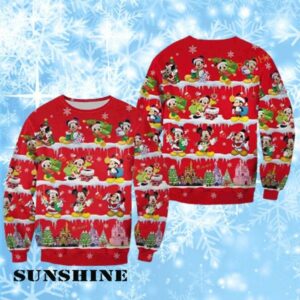 Mickey Mouse Pattern Xmas Red Christmas Disney Cartoon Sweaters 1 1