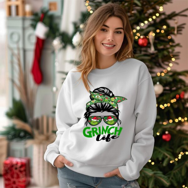 Mom Christmas Sweater Mrs Grnch Life Shirt Messy Bun Grinchmas Sweatshirt Mom Christmas Gift Grnch Winter Holiday Hoodie 3 1