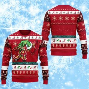 NCAA Alabama Crimson Tide Grinch Holiday Gift Ugly Christmas Sweater 2024 1 1