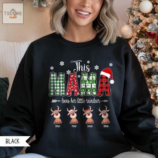 Personalized Grandma Christmas SweatshirtThis Mama Loves Her Reindeer Shirt Custom Grandma ShirtCustom Name Reindeer Shirt Grandkid Name 3