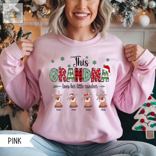 Personalized Grandma Christmas SweatshirtThis Mama Loves Her Reindeer Shirt Custom Grandma ShirtCustom Name Reindeer Shirt Grandkid Name 5