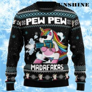 Pew Pew Unicorn Sweater Christmas 1 1