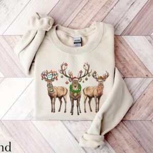 Reindeer Christmas Sweatshirt Womens Christmas Shirt Retro Christmas Shirt Holiday Sweaters Christmas Gifts Xmas Tshirt New Year Shirt 1