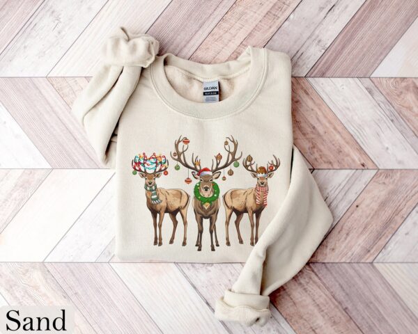 Reindeer Christmas Sweatshirt Womens Christmas Shirt Retro Christmas Shirt Holiday Sweaters Christmas Gifts Xmas Tshirt New Year Shirt 1