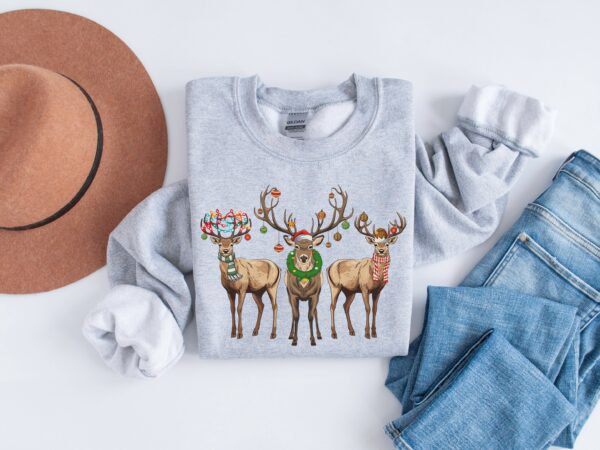 Reindeer Christmas Sweatshirt Womens Christmas Shirt Retro Christmas Shirt Holiday Sweaters Christmas Gifts Xmas Tshirt New Year Shirt 4