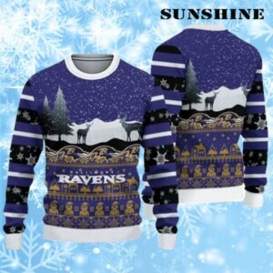 Reindeers Pattern Baltimore Ravens Ugly Christmas Sweater 1 1