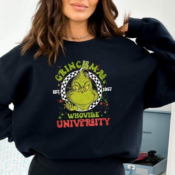 Retro Grinchmas Christmas Sweatshirt Whoville University Christmas Sweatshirt Funny Christmas hoodie Trendy Christmas Sweatshirt 2024 3