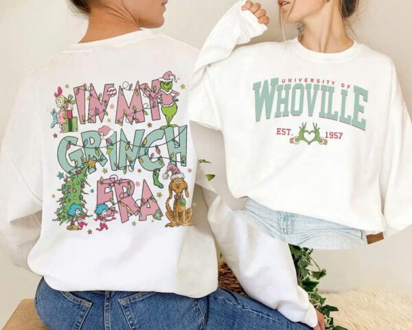 Retro Whoville University Sweatshirt In My Grinch Era Shirt Christmas Sweater Grinch Christmas Sweatshirt Grinch Christmas Gift 2