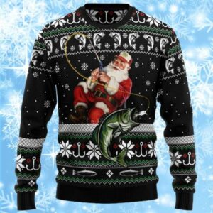 Santa Claus Fishing Funny Ugly Christmas Sweaters For Men 1 1