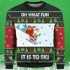 Skiing Oh What Fun It Is To Ski Santa Funny Adult Ugly Christmas Sweaters 3 3