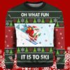 Skiing Oh What Fun It Is To Ski Santa Funny Adult Ugly Christmas Sweaters 5 5