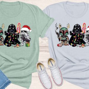 Star Wars Funny Christmas Shirt Cute Starwars Characters Starwars shirt Christmas Gifts Storm Trooper Darth Vader Santa Disney shirt 1