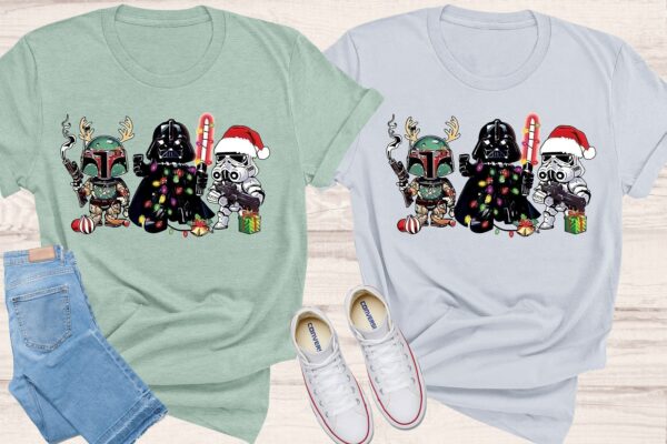 Star Wars Funny Christmas Shirt Cute Starwars Characters Starwars shirt Christmas Gifts Storm Trooper Darth Vader Santa Disney shirt 1