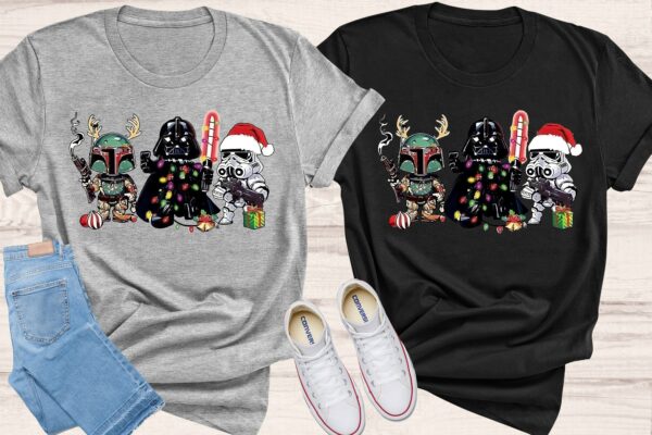 Star Wars Funny Christmas Shirt Cute Starwars Characters Starwars shirt Christmas Gifts Storm Trooper Darth Vader Santa Disney shirt 2