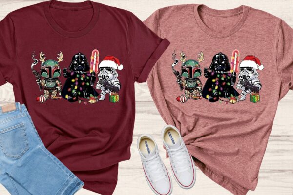 Star Wars Funny Christmas Shirt Cute Starwars Characters Starwars shirt Christmas Gifts Storm Trooper Darth Vader Santa Disney shirt 3