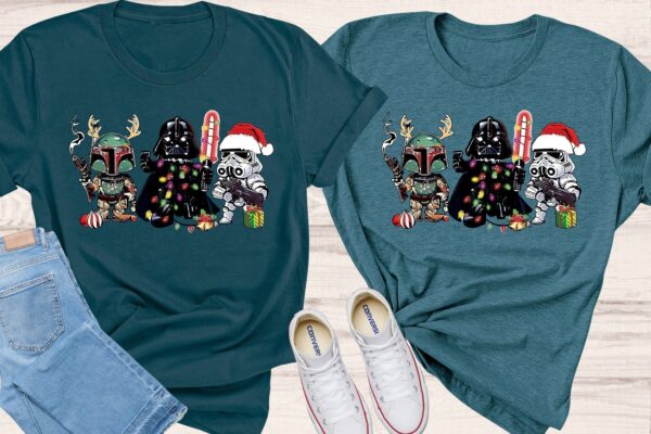 Star Wars Funny Christmas Shirt Cute Starwars Characters Starwars shirt Christmas Gifts Storm Trooper Darth Vader Santa Disney shirt 4