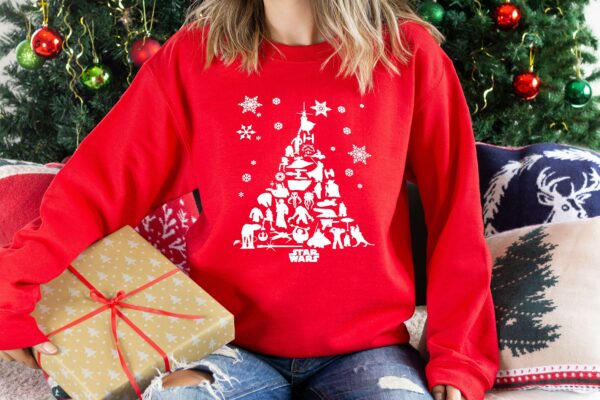 Star Wars Funny Christmas Sweatshirt Cute Starwars Character Starwars shirt Christmas Gifts Storm Trooper Darth Vader Santa Disney Tee 3