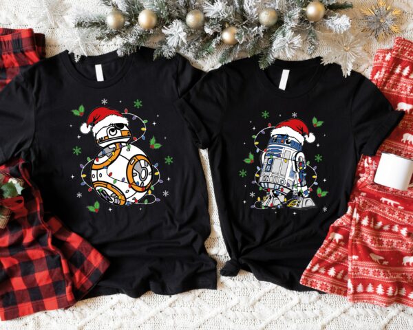 Star Wars R2 D2 BB 8 Christmas Shirt Disney Santa Xmas Shirt Disneyworld Christmas Trip Disneyland Xmas Shirt Family Matching Shirts 3