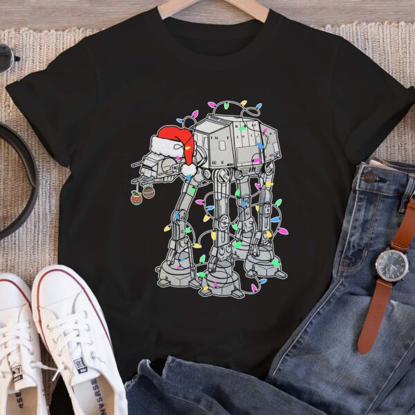 Star Wars Santa AT AT Walker Christmas Lights Shirt Star Wars Lovers Christmas Shirt Disneyland Vacation Party Shirt GalaxyS Edge Shirt 1