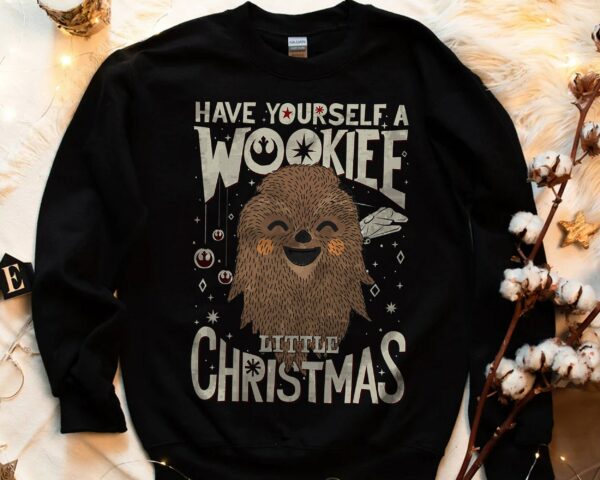 Star Wars Wookiee Little Christmas Sketched Graphic Shirt Funny Star Wars Xmas Party Tee Galaxys Edge Unisex Comfort Colors(r) Holiday Gift 2