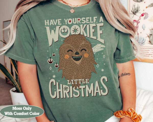 Star Wars Wookiee Little Christmas Sketched Graphic Shirt Funny Star Wars Xmas Party Tee Galaxys Edge Unisex Comfort Colors(r) Holiday Gift 3