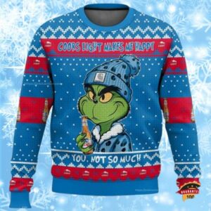 The Grinch Coors Light Makes Me Happy Funny Ugly Christmas Sweaters For Men 1 1