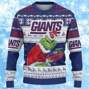 The Grinch New York Giants All Over Print 3D Ugly Christmas Sweater 1 1