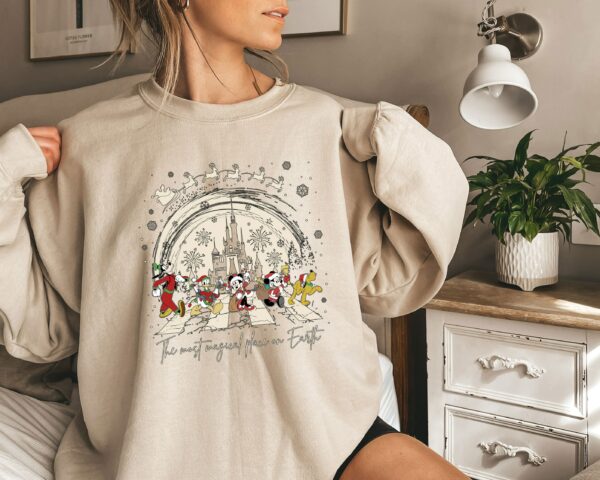 The Most Magical Place On Earth Sweatshirt Magic Kingdom Christmas Mickey And Friend Christmas Sweatshirt Disney Family Christmas Hoodie 3