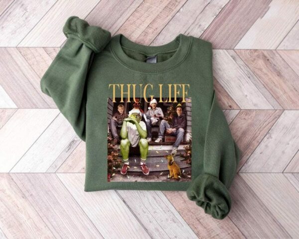 Thug Life Grinch Sweatshirt Thug Life Christmas Movie Sweater Grinchmas Season Christmas Friends Sweatshirt Christmas Gifts Ugly Sweater 1