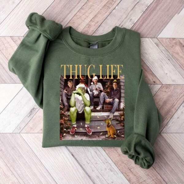 Thug Life Grinch Sweatshirt Thug Life Christmas Movie Sweater Grinchmas Season Christmas Friends Sweatshirt Christmas Gifts Ugly Sweater 1