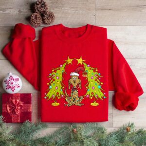 Whimsical Christmas Tree Shirt With Dog Max Whoville Tree Sweatshirt Whimsical Green Star Tree Trendy Christmas Tree Sweatshirt Tee 1